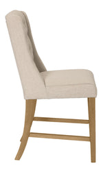 Gisselle 2 Beige Linen/Rustic Oak Wood Counter Height Chairs