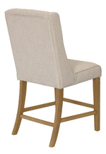 Gisselle 2 Beige Linen/Rustic Oak Wood Counter Height Chairs