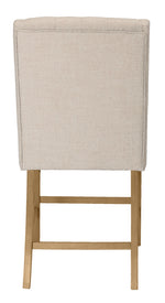 Gisselle 2 Beige Linen/Rustic Oak Wood Counter Height Chairs