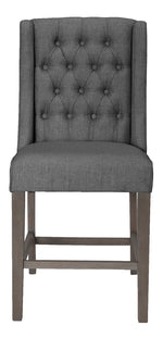 Gisselle 2 Gray Linen/Rustic Gray Wood Counter Height Chairs