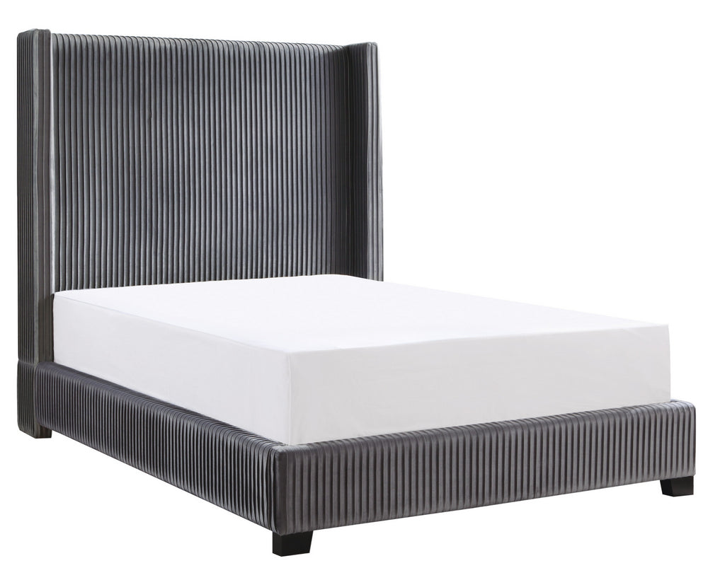 Glenbury Dark Gray Velvet Cal King Bed (Oversized)