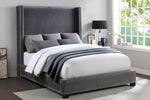 Glenbury Dark Gray Velvet Cal King Bed (Oversized)