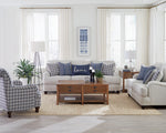 Glenn Light Grey/Blue Fabric Loveseat