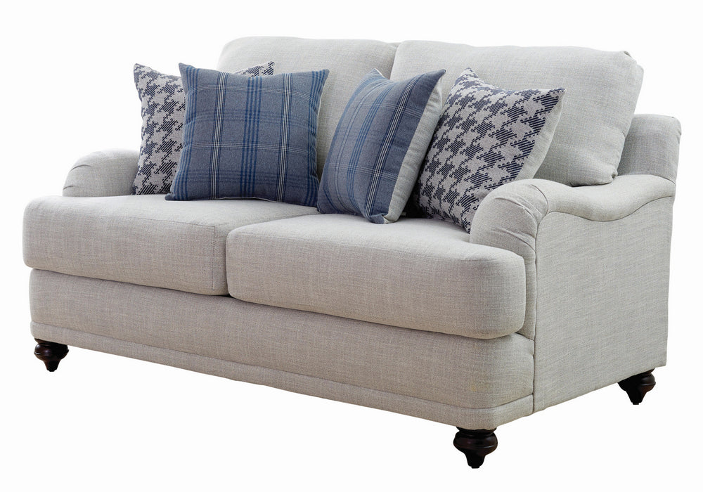 Glenn Light Grey/Blue Fabric Loveseat