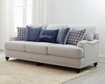 Glenn Light Grey/Blue Fabric Sofa (Oversized)