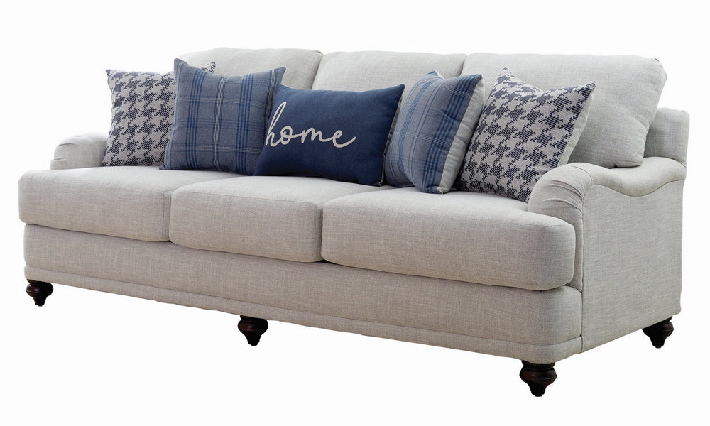 Glenn Light Grey/Blue Fabric Sofa (Oversized)