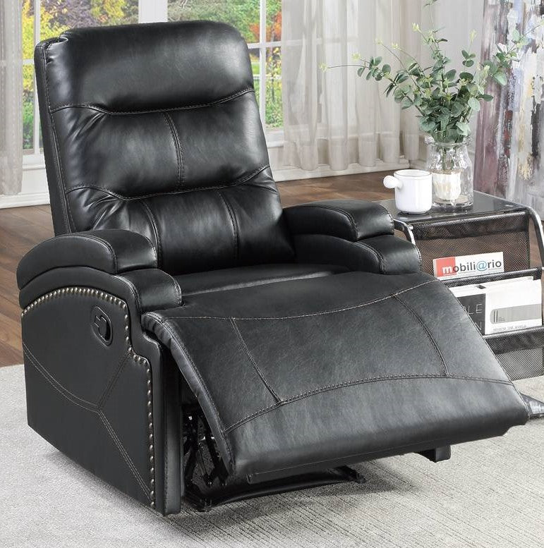 Glenna Black Faux Leather Manual Recliner