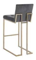 Gloria 2 Gray Velvet/Gold Metal Bar Stools