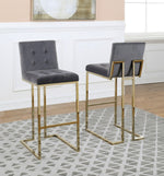 Gloria 2 Gray Velvet/Gold Metal Bar Stools