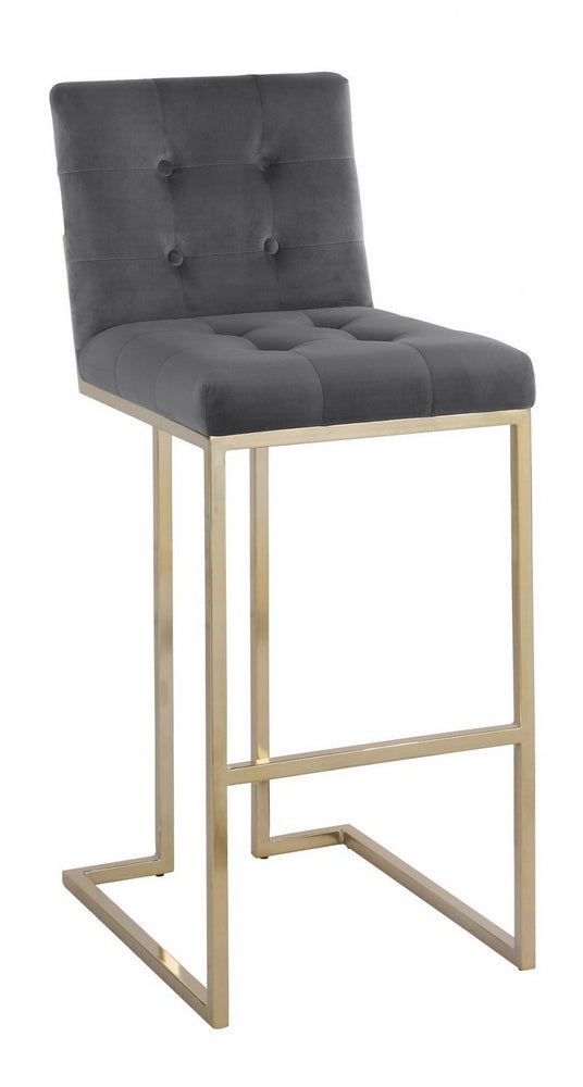 Gloria 2 Gray Velvet/Gold Metal Bar Stools