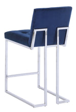 Gloria 2 Navy Velvet/Silver Metal Counter Height Chairs