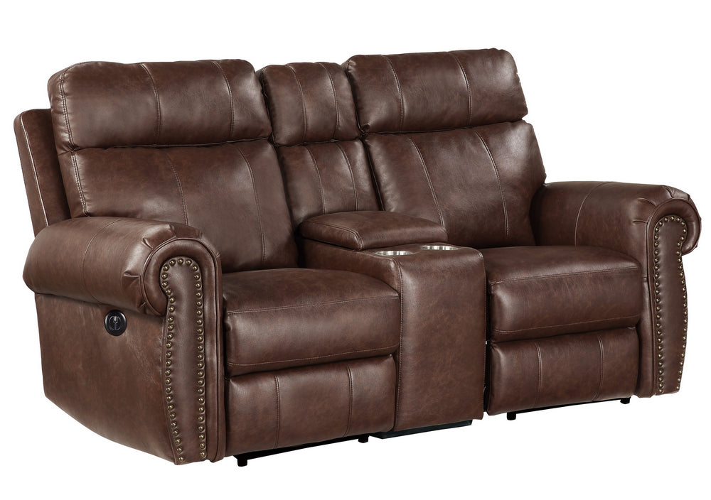 Granville Brown Microfiber Power Recliner Loveseat