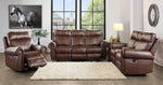 Granville Brown Polished Microfiber Power Recliner Sofa