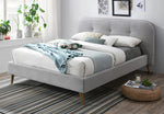 Graves Gray Fabric King Bed with Button Tufted Headboard