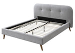 Graves Gray Fabric Queen Bed with Button Tufted Headboard