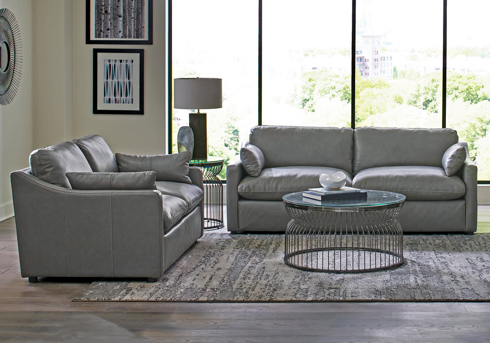 Grayson 2-Pc Grey Top Grain Leather Sofa Set