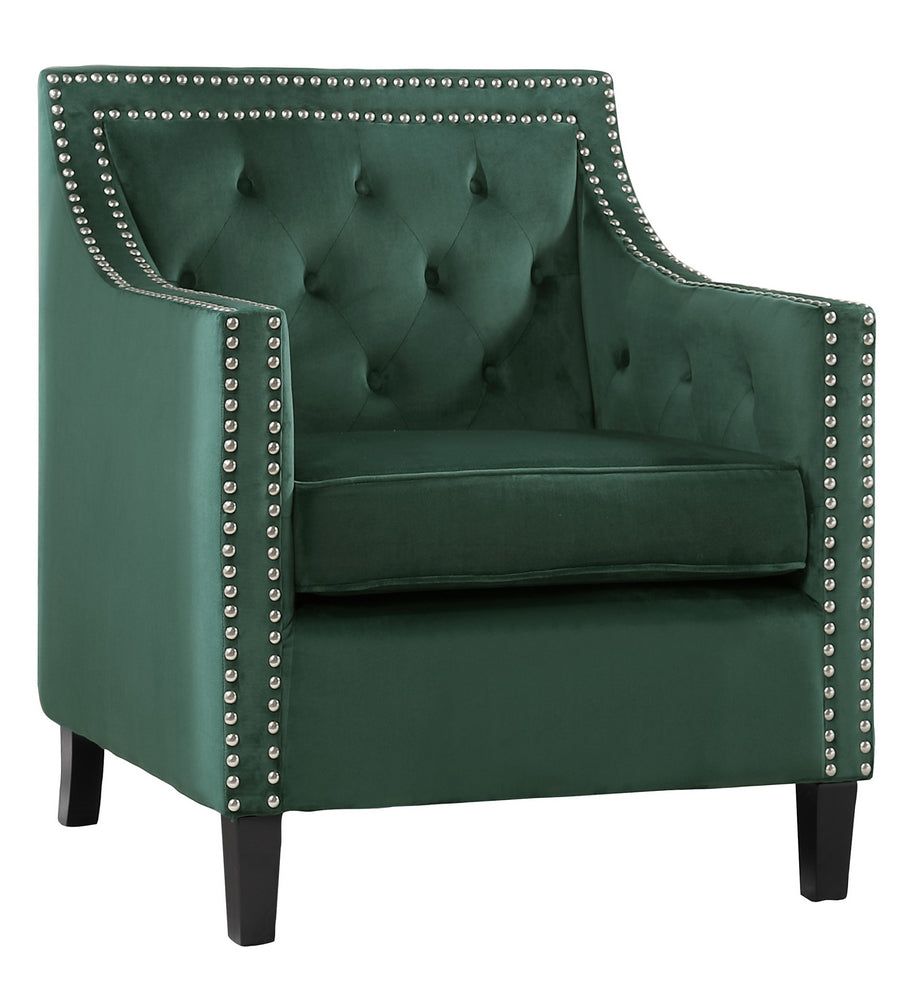 Grazioso Forest Green Velvet Fabric Accent Chair