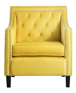 Grazioso Yellow Velvet Fabric Accent Chair