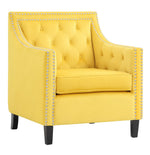 Grazioso Yellow Velvet Fabric Accent Chair