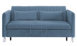 Greenway Blue Velvet Fabric Sofa with Pull-Out Bed