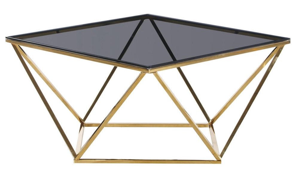 Greer Smoked Glass/Gold Metal Coffee Table