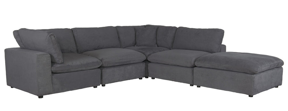 Guthrie Gray Micro-Suede Sectional Sofa with Ottoman