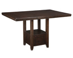 Haddigan 5-Pc Dark Brown Wood/Faux Leather Counter Height Table Set