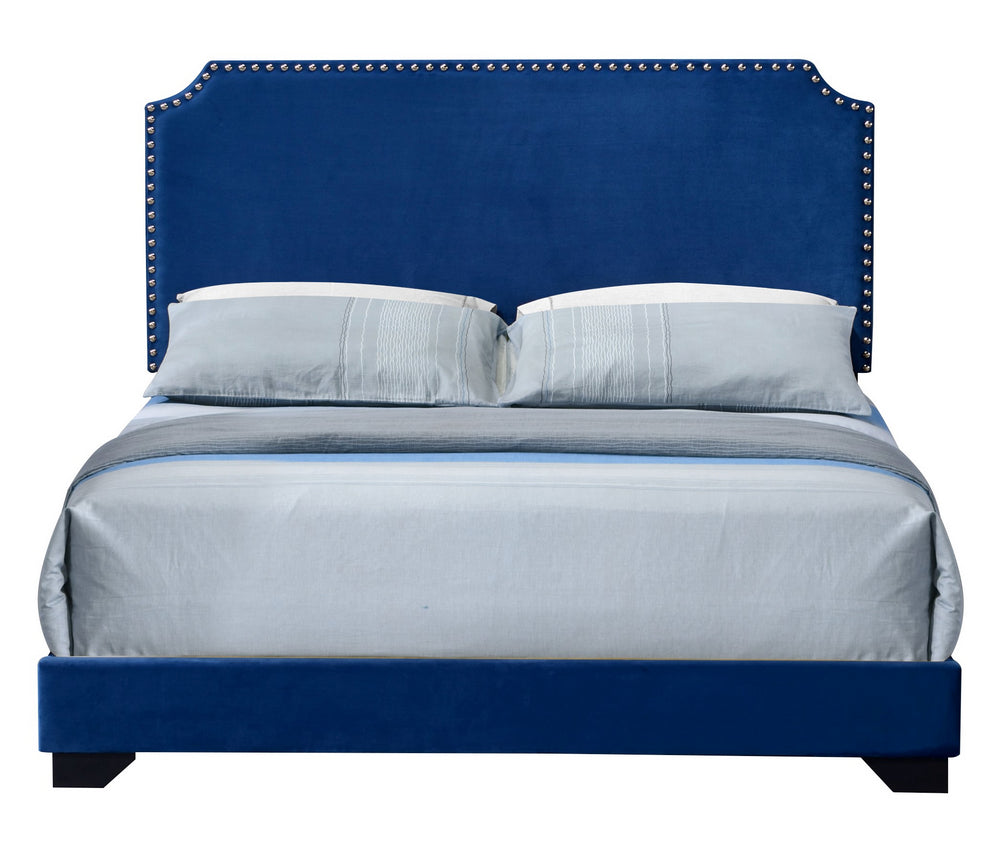 Haemon Blue Fabric Upholstered Queen Bed