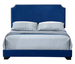 Haemon Blue Fabric Upholstered Queen Bed