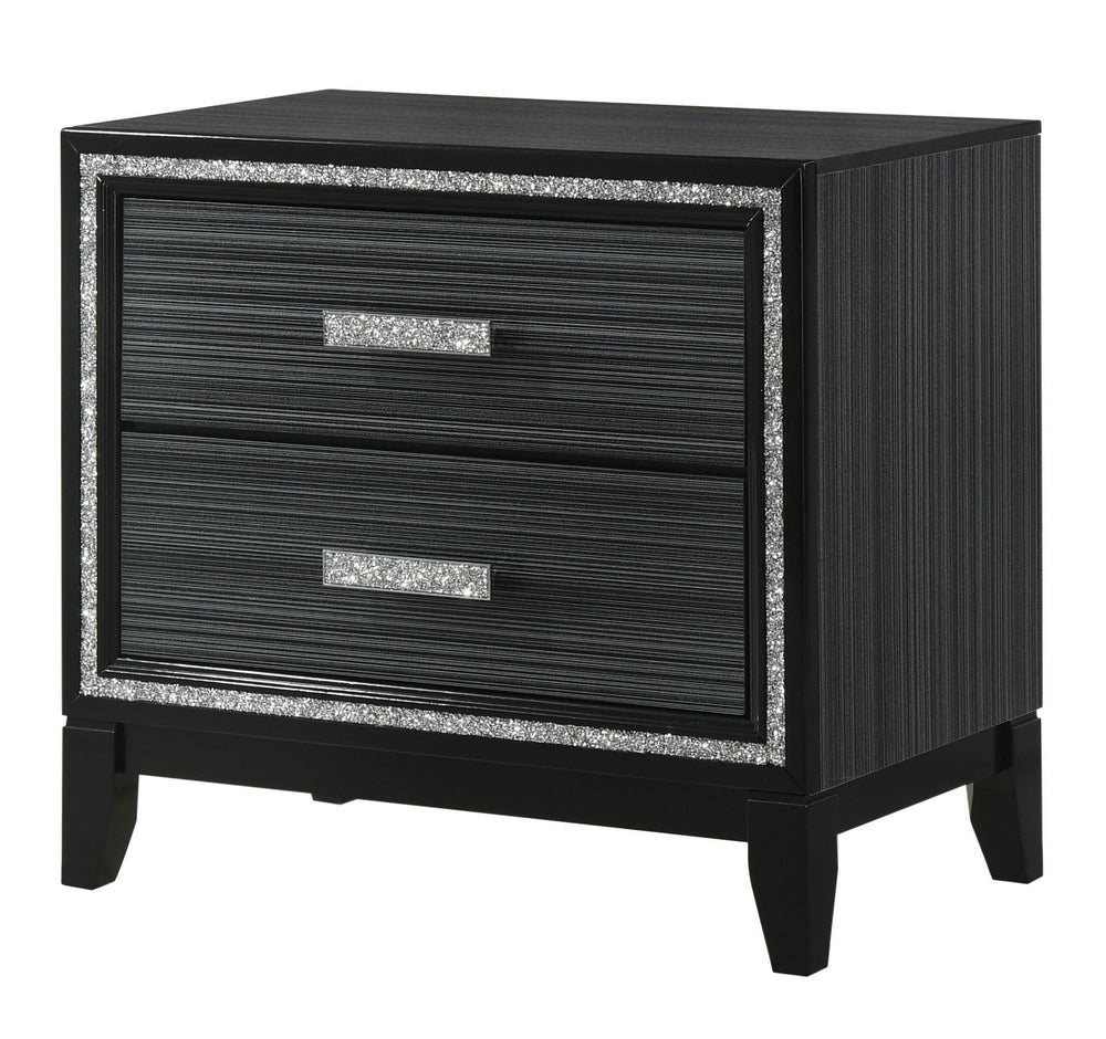 Haiden Black Wood 2-Drawer Nightstand