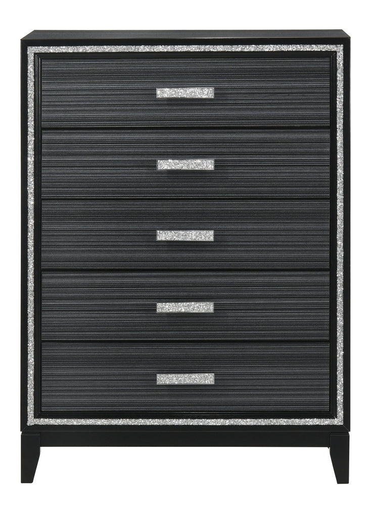 Haiden Black Wood 5-Drawer Chest