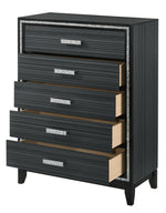 Haiden Black Wood 5-Drawer Chest