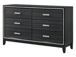 Haiden Black Wood 6-Drawer Dresser