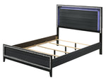 Haiden Black Wood Queen Bed with LED