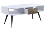 Halima White Wood Coffee Table with 2 Open Shelves