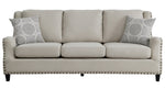 Halton 2-Pc Beige Fabric Sofa Set with Nailheads