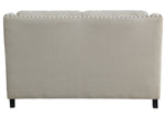 Halton 2-Pc Beige Fabric Sofa Set with Nailheads