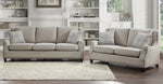 Halton 2-Pc Beige Fabric Sofa Set with Nailheads