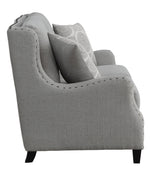 Halton 2-Pc Gray Fabric Sofa Set with Nailheads