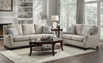 Halton Beige Fabric Sofa with Nailheads