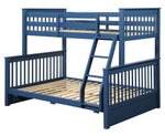 Harley II Navy Blue Wood Twin/Full Bunk Bed with Drawers