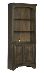 Hartshill Burnished Oak Wood Bookcase with Door Cabinet