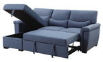 Haruko 2-Pc Blue Fabric Reversible Sectional Sofa with Sleeper