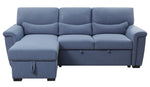 Haruko 2-Pc Blue Fabric Reversible Sectional Sofa with Sleeper