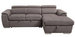 Haruko 2-Pc Light Brown Fabric RAF Sectional Sofa with Sleeper