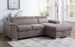 Haruko 2-Pc Light Brown Fabric RAF Sectional Sofa with Sleeper