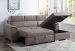 Haruko 2-Pc Light Brown Fabric RAF Sectional Sofa with Sleeper