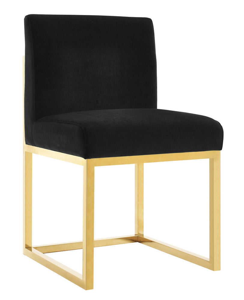 Haute Contemporary Black Velvet Side Chair