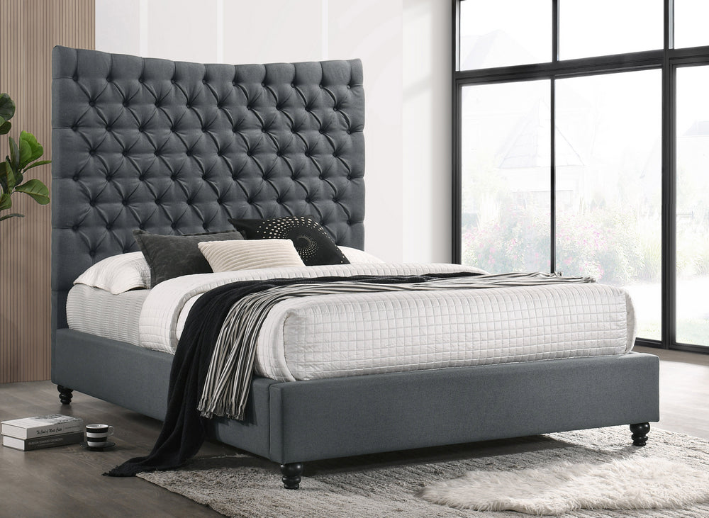 Havanna Dark Gray Fabric Queen Platform Bed