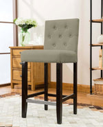 Heather 2 Beige Linen Fabric Bar Chairs